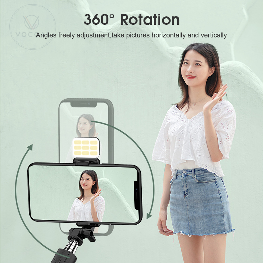 Bluetooth Remote Selfie Stick with LED Light